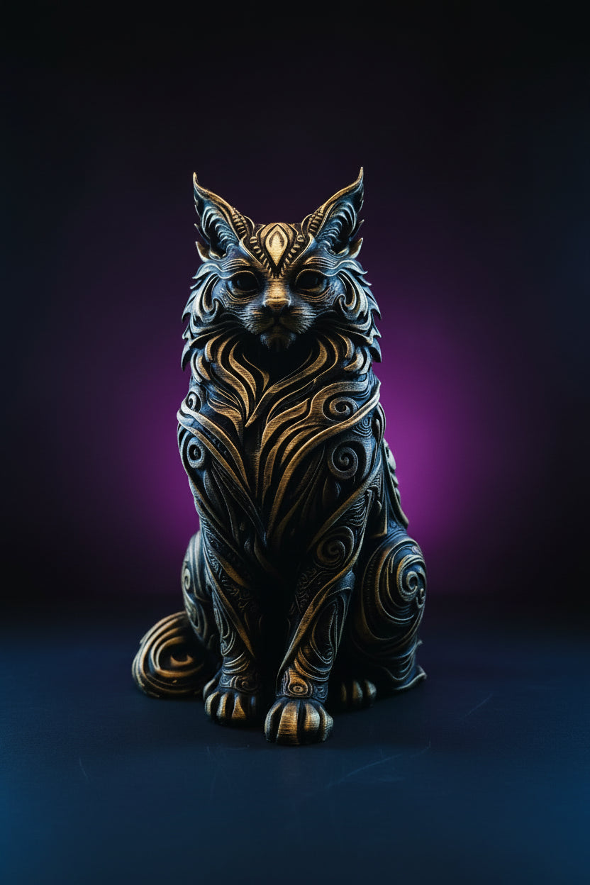 3D Printed Tribal Cat Figurine