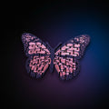 Purple and pink flexi butterfly with mosaic wing pattern