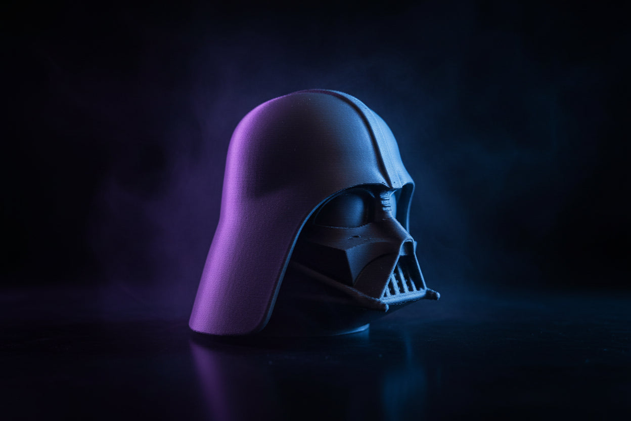 3D printed Darth Vader helmet tow hitch cover front view