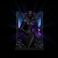 3D printed Dianna bookend from Book of Azrael Gods & Monsters series in matte black, styled between Book of Azrael and The Throne of the Broken Gods books by Amber V. Nicole