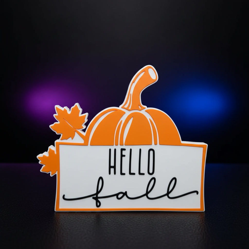 3D Printed Hello Fall Pumpkin Interchangeable BBW Soap Dispenser Cover in white and orange