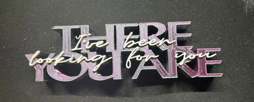 ACOTAR There You Are I've been looking for you 3D printed layered word art sign in purple and silver