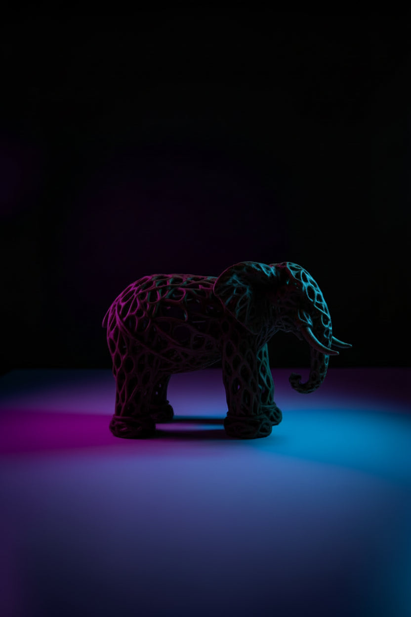 3D Printed Woven Lattice Elephant Figurine
