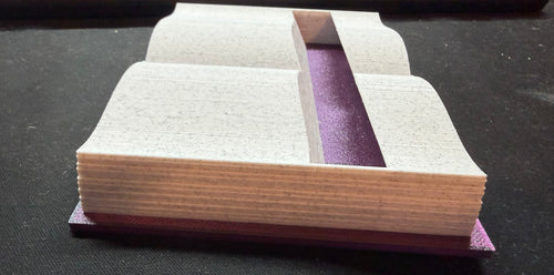 3D printed open book Kindle stand - side view showing depth