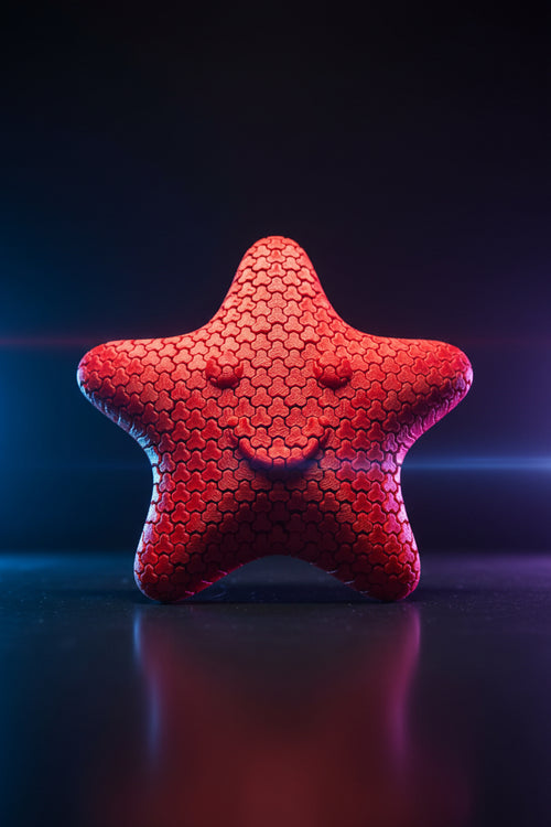 3D printed flexi starfish fidget toy - top view showing honeycomb texture