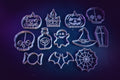 12-piece Halloween cookie cutter set including pumpkins, haunted house, skull, ghost, witch hat, coffin, bat, and spider web