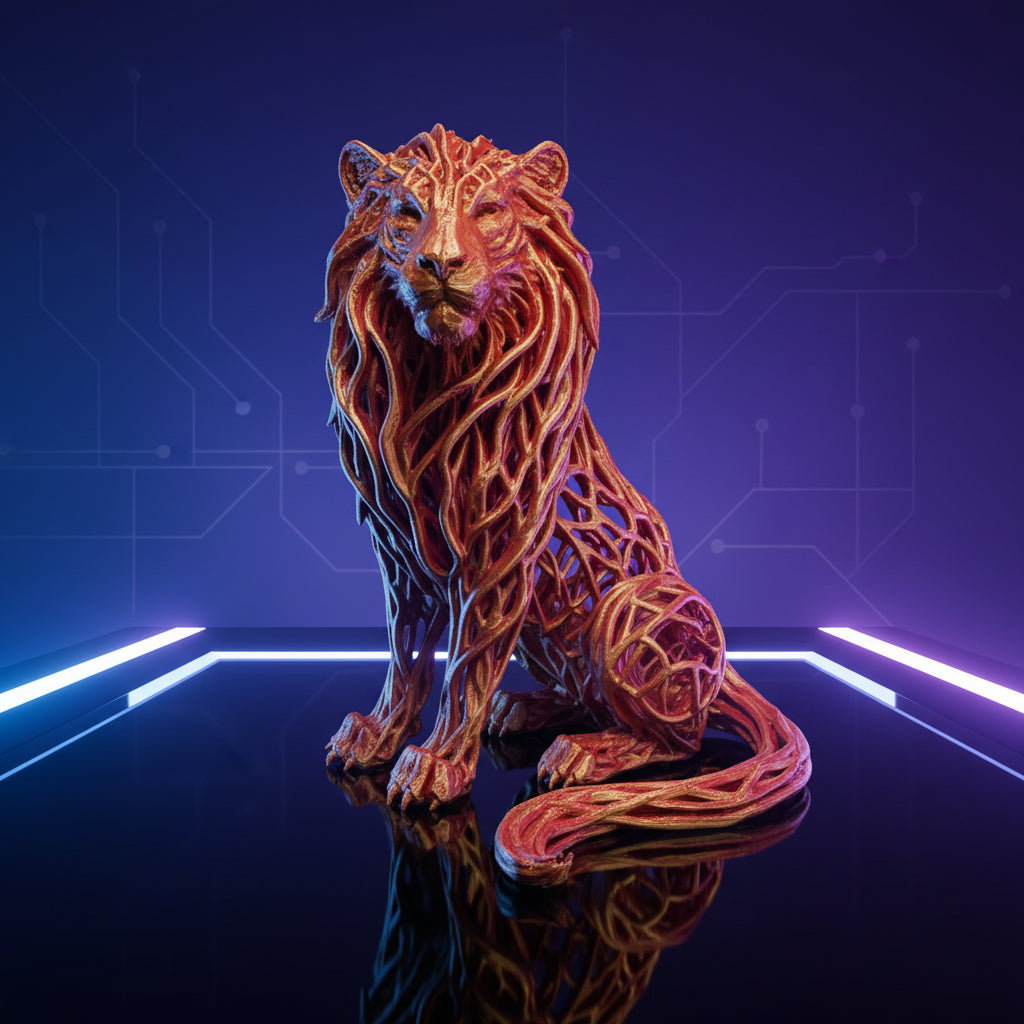 Woven lion decor - front view