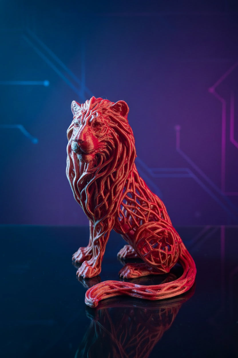 Woven lion decor - three-quarter view