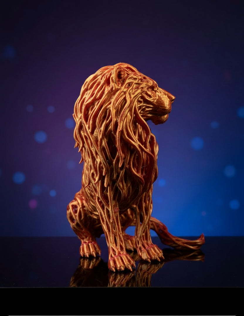 Woven lion decor - side view