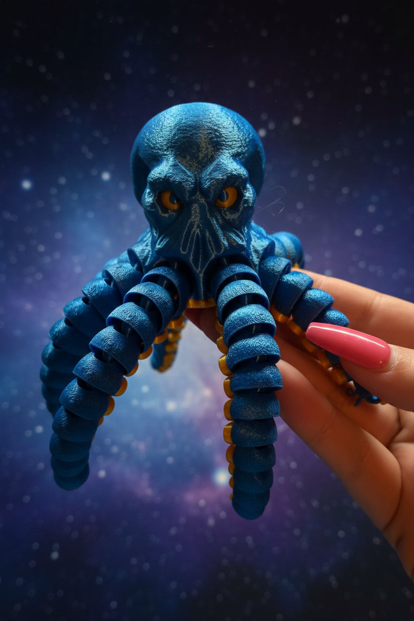 Flexi skull octopus resting on surface showing full tentacle spread