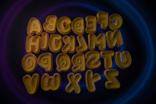 Side view of 3D printed bubble letter alphabet cookie cutters showing depth