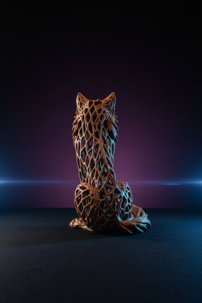 3D Printed Woven Lattice Wolf Figurine