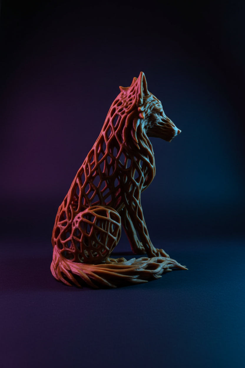 3D Printed Woven Lattice Wolf Figurine