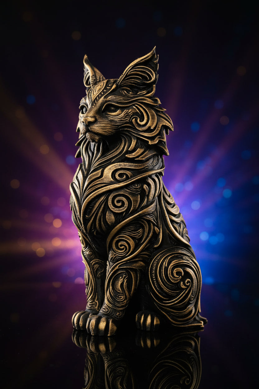 3D Printed Tribal Cat Figurine